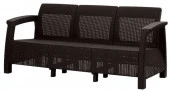 Диван RATTAN LUXE 3-х местный OLA DOM (шоколадный) - КОЛОРЛОН ВТД Новосибирск