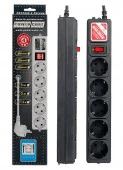 PowerCube Сетевой фильтр (5с/з, 1,9м) чёрный SPG-B-6 BLACK - КОЛОРЛОН ВТД Новосибирск