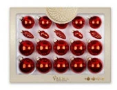 Украшение из стекла, набор из 20 штук (10 шт - 6см, 5шт - 5см, 3 шишки, 2 желудя) арт.90753 (НГ) - КОЛОРЛОН ВТД Новосибирск