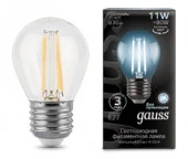 11W Gauss Filament Шар 11W 830lm 4100К Е27 LED - КОЛОРЛОН ВТД Новосибирск
