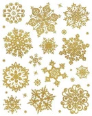 Новогоднее оконное украшение Золотые кристаллики из ПВХ пленки, / 30х38см арт.86055 - КОЛОРЛОН ВТД Новосибирск