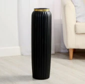 Ваза напольная «Геометрия люкс», вертикаль, 13×60 см, керамика, чёрная 7057446 - КОЛОРЛОН ВТД Новосибирск
