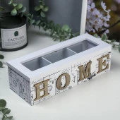 Шкатулка дерево с делениями "Home" белая 7х24х9 см   5051041 - КОЛОРЛОН ВТД Новосибирск