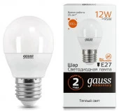 12W Лампа Gauss Elementary Шар 12W 880lm 3000K Е27 LED - КОЛОРЛОН ВТД Новосибирск