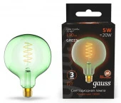 ***Лампа Gauss Filament G125 5W 190lm 1800К Е27 green flexible LED 1/10 - КОЛОРЛОН ВТД Новосибирск