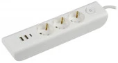 iEK Удлинитель с USB и выключателем (3с/з, 2м, ПВС3х1) белый WYP12-16-03-02-ZKU-K01 - КОЛОРЛОН ВТД Новосибирск