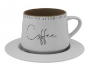 Чайная пара Coffee Чашка 320мл, блюдце d147х14мм Цвет: светло-серый  KRJYD1104-W23012-1 - КОЛОРЛОН ВТД Новосибирск