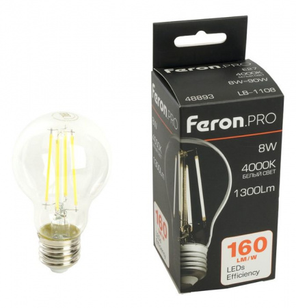 8W Лампа LED1300LM 8W 175-265V E27 4000K, LB-1108 - КОЛОРЛОН ВТД Новосибирск