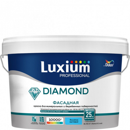 Краска Luxium Prof Diamond Фасад Глад мт BW 2,5л - КОЛОРЛОН ВТД Новосибирск
