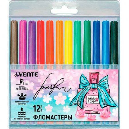 Фломастеры 12цв. deVENTE "Perfume" 5081421 вент.колп.,пластик.блист. - КОЛОРЛОН ВТД Новосибирск