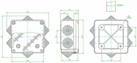 GreenEl Распред коробка 100х100х50мм открытой установки серая IP55 GE41234 - КОЛОРЛОН ВТД Новосибирск