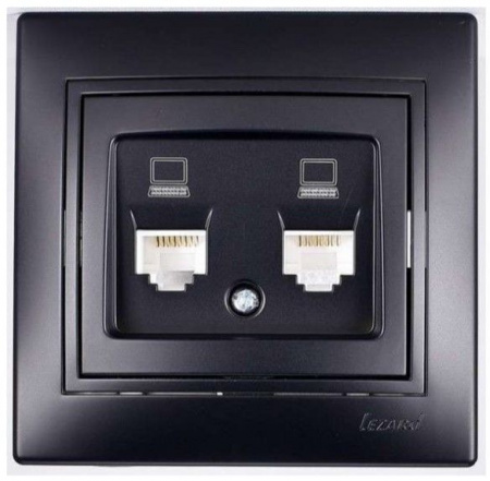 701-4242-141 Mira Розетка ПК+ПК Cat5e чёрный бархат - КОЛОРЛОН ВТД Новосибирск