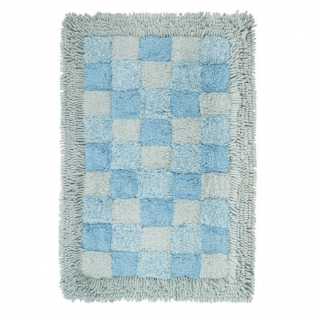 ***Коврик для ванной "Шахматы" одинарный, голубой 50*80cm 1845-1 80BL - КОЛОРЛОН ВТД Новосибирск