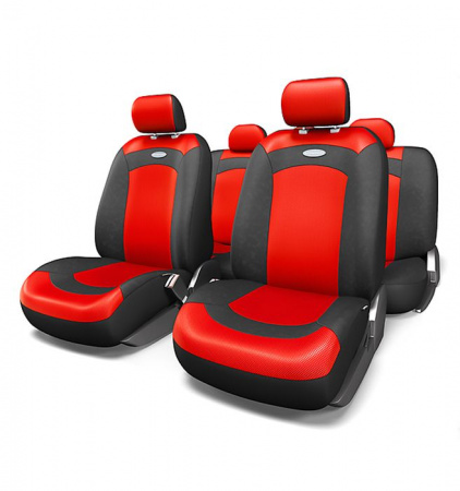 Авточехлы EXTREME, велюр+сетч.ткань, 8 предм., чёрн./красный - КОЛОРЛОН ВТД Новосибирск