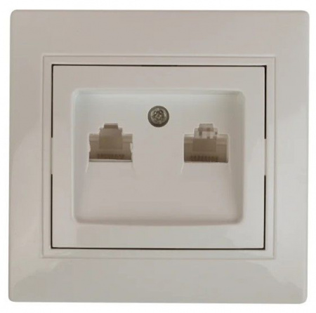 1-304-02 Intro Plano Розетка ПК+ПК Cat5e слоновая кость - КОЛОРЛОН ВТД Новосибирск
