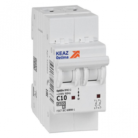 KEAZ 2P C 10А 4.5кА Автомат OptiDin BM63 326802 - КОЛОРЛОН ВТД Новосибирск