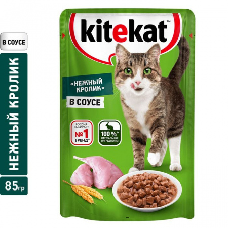 85Г ВЛАЖНЫЙ КОРМ KITEKAT Д/К НЕЖНЫЙ КРОЛИК В СОУСЕ  117440 - КОЛОРЛОН ВТД Новосибирск