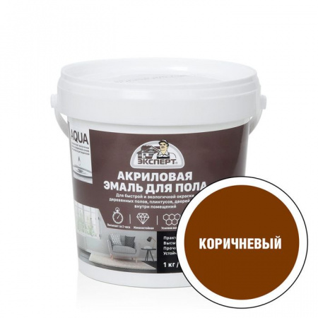 ЭКСПЕРТ Эмаль для пола акриловая полуглянцевая коричневая (1кг; 6шт) - КОЛОРЛОН ВТД Новосибирск