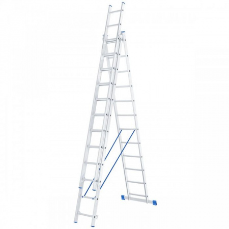 Лестница, 3 х 12 ступеней, алюминиевая, трехсекционная, Россия// Сибртех - КОЛОРЛОН ВТД Новосибирск