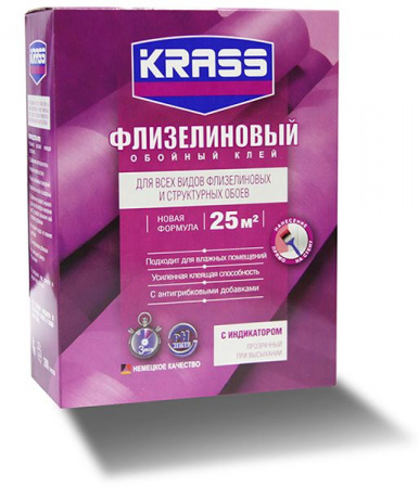 Клей KRASS Флизелиновый для флизелиновых и структурных обоев  200г Россия - КОЛОРЛОН ВТД Новосибирск
