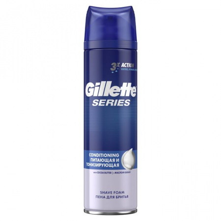 Gillette SERIES SENSITIVE Пена для бритья Conditioning (питающая и тонизирующая) 250мл - КОЛОРЛОН ВТД Новосибирск