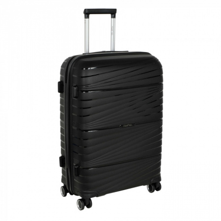 РР820 (3-ой) Black черный (24") пластик PP (полипропилен)  чемодан средний - КОЛОРЛОН ВТД Новосибирск