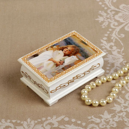 Шкатулка «Девочка с совой», белая, 6×9 см, лаковая миниатюра 3696435 - КОЛОРЛОН ВТД Новосибирск
