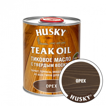 HUSKY Тиковое масло с твердым воском Орех (0,9л; 6шт) - КОЛОРЛОН ВТД Новосибирск