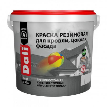 "DALI" краска резиновая для кровли, цоколя, фасада, терракотовый - 6 кг - КОЛОРЛОН ВТД Новосибирск