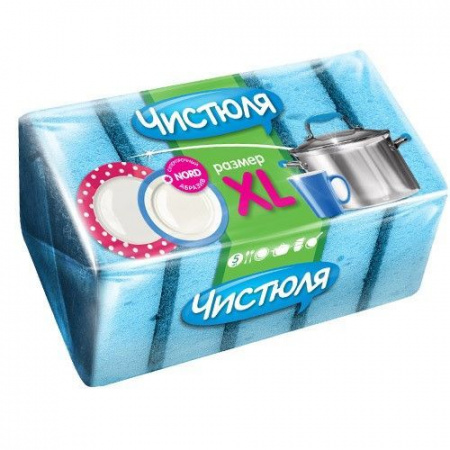 ЧИСТЮЛЯ 5 XL губки поролоновые с абразивом 5 шт П0311 - КОЛОРЛОН ВТД Новосибирск