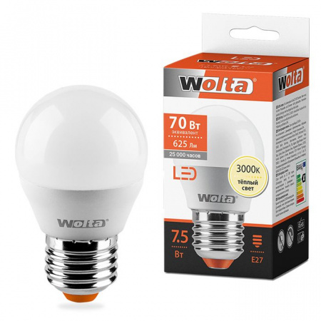 7.5W Led Wolta G45 Е27 4000К - КОЛОРЛОН ВТД Новосибирск