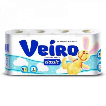 Veiro classic 2сл  8рул белая/6уп/ 5с28 Б 5с28Б Бумага туалетная - КОЛОРЛОН ВТД Новосибирск