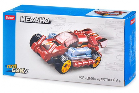 38-0801A Конструктор "Гоночная машинка" (48 дет.)  Sluban - КОЛОРЛОН ВТД Новосибирск