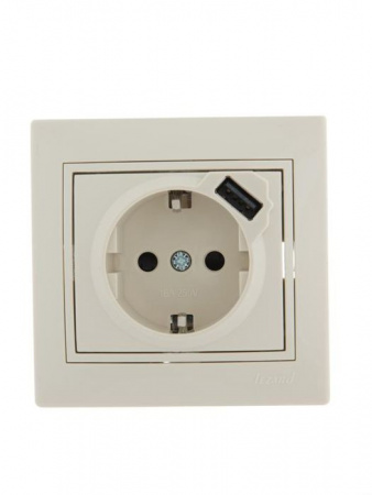 701-0303-181 Mira Розетка с/з + USB разъём крем - КОЛОРЛОН ВТД Новосибирск