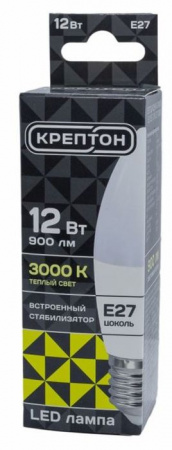 12W Лампа КРЕПТОН LED B35 12W E27 3000K свеча - КОЛОРЛОН ВТД Новосибирск