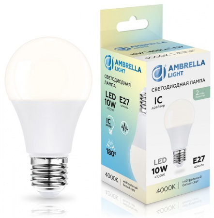 10W Лампа 601004 LED A60 10W IC E27 4000K 175-265V - КОЛОРЛОН ВТД Новосибирск