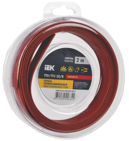 Трубка ТУТ нг-LS 12/6 красная (2м) IEK - КОЛОРЛОН ВТД Новосибирск