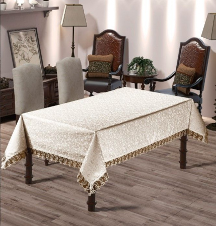 Скатерть DO&CO c гипюром 160x220 КДК (кремовый ) - КОЛОРЛОН ВТД Новосибирск