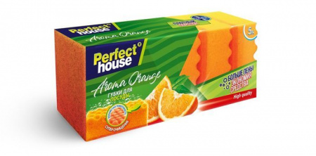 ***Губки для посуды Aroma Orange, 5 шт Perfect House 5797PH - КОЛОРЛОН ВТД Новосибирск