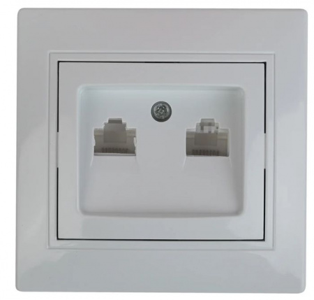 1-304-01 Intro Plano Розетка ПК+ПК Cat5e белый - КОЛОРЛОН ВТД Новосибирск
