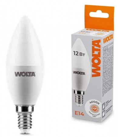 12W WOLTA 25SC12E14 "Свеча" C37 12Вт 1050лм 4000К Е14 - КОЛОРЛОН ВТД Новосибирск