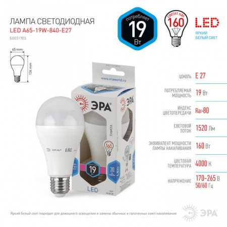 19W Led Эра A65-19W-840-E27 Лампа - КОЛОРЛОН ВТД Новосибирск