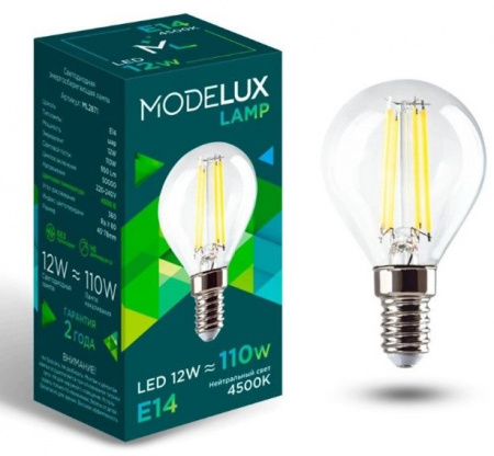 12W MODELUX ML2871- G45-12W-Е14-4500 clear - КОЛОРЛОН ВТД Новосибирск