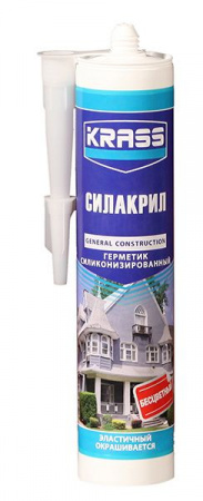 Герметик силиконизированный KRASS (Силакрил) Бесцветный 300мл Россия - КОЛОРЛОН ВТД Новосибирск