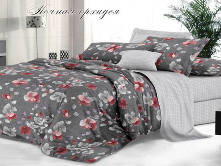 КПБ 2-ный "Макси" "Sateen De Luxe", сатин, Ночная орхидея - КОЛОРЛОН ВТД Новосибирск