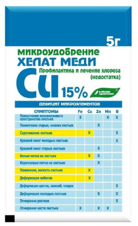 Микроудобрение "Хелат меди" 5г - КОЛОРЛОН ВТД Новосибирск