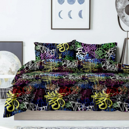 КПБ 1.5 перкаль "WENGE" Young (70х70) рис. 60119-1 Graffiti - КОЛОРЛОН ВТД Новосибирск