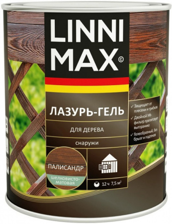 Лессирующий антисептик LINNIMAX Лазурь-гель для дерева Палисандр 9 л - КОЛОРЛОН ВТД Новосибирск