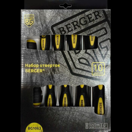 Набор отверток 10 предметов BERGER BG1063 - КОЛОРЛОН ВТД Новосибирск