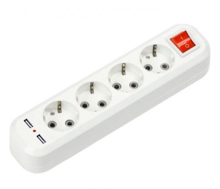 Колодка 4с/з с выключателем + 2хUSB IN HOME 5340 - КОЛОРЛОН ВТД Новосибирск